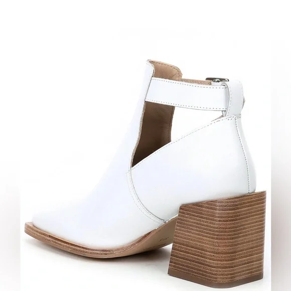 Free People Brady Buckle Shoeboot Women's Size 39.5/9.5 Whie Leather Block Heel - Picture 14 of 15